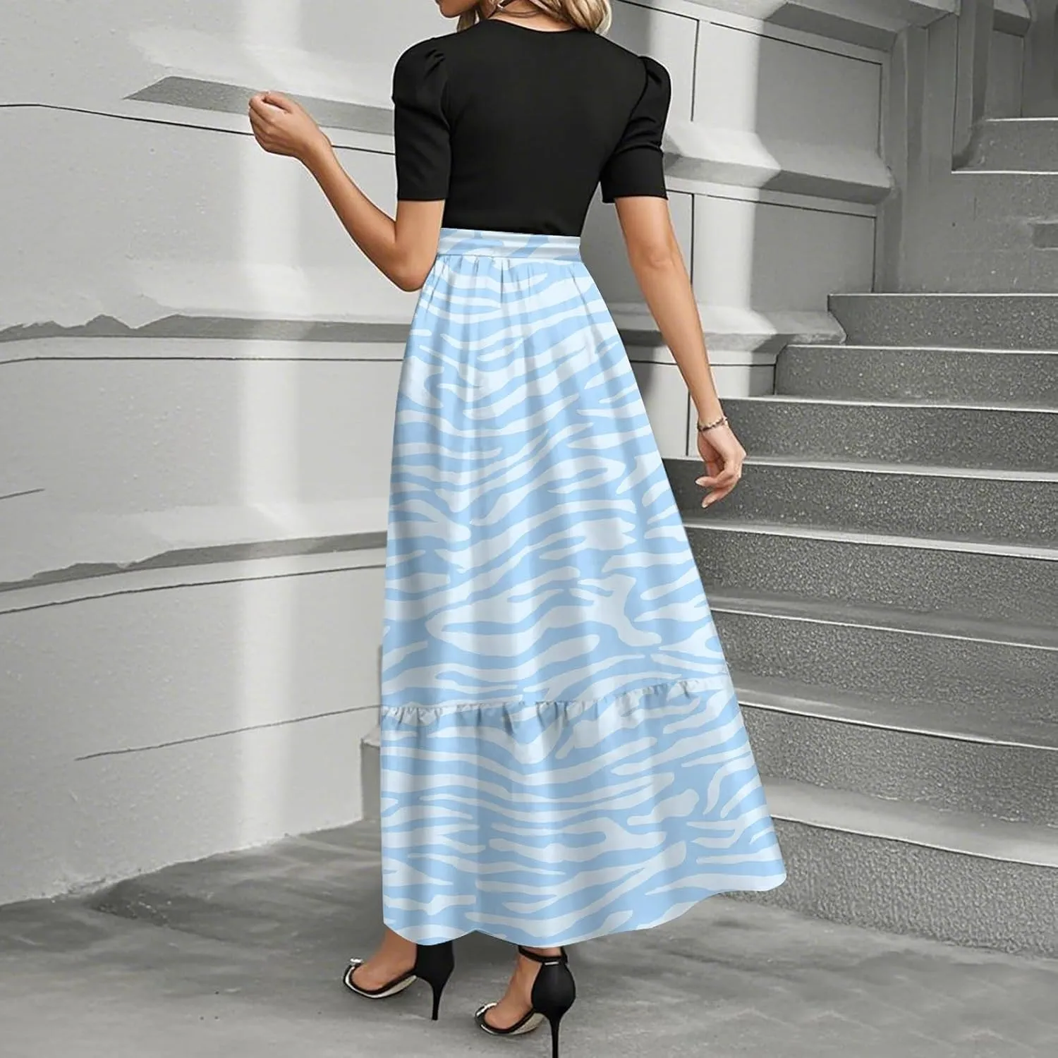Guest Wedding Dresses for Women 2025 Summer Elegant Classy Short Sleeve A Line Work Dress Wrap Empire Waist Sundress