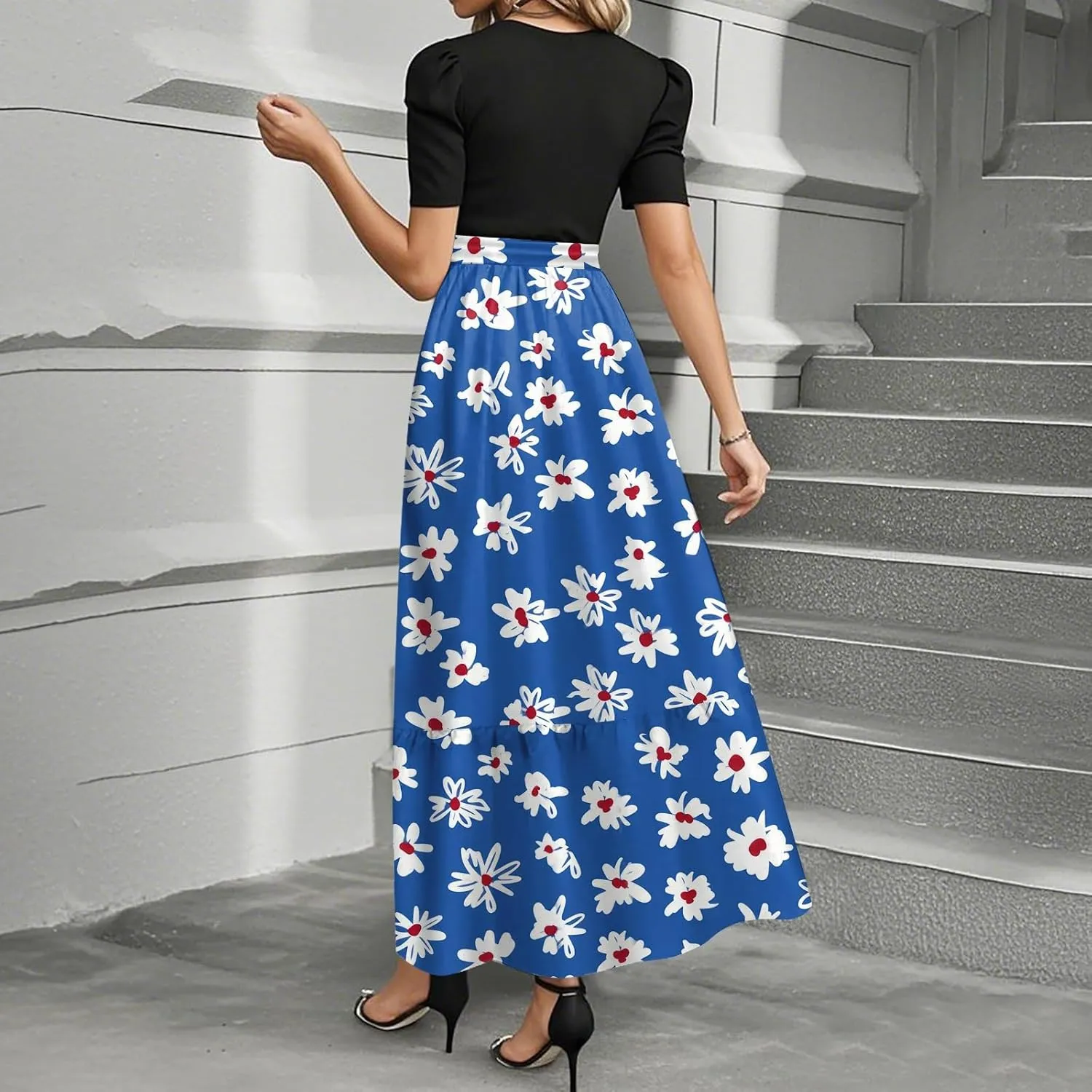 Guest Wedding Dresses for Women 2025 Summer Elegant Classy Short Sleeve A Line Work Dress Wrap Empire Waist Sundress