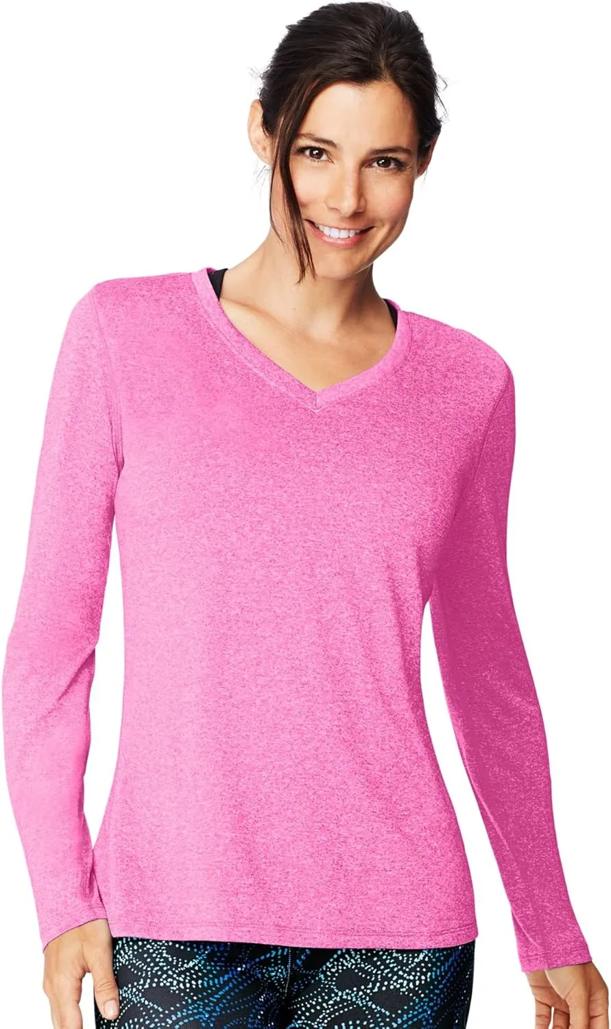 Hanes Sport Women's Cool DRI Performance Long-Sleeve V-Neck T-Shirt