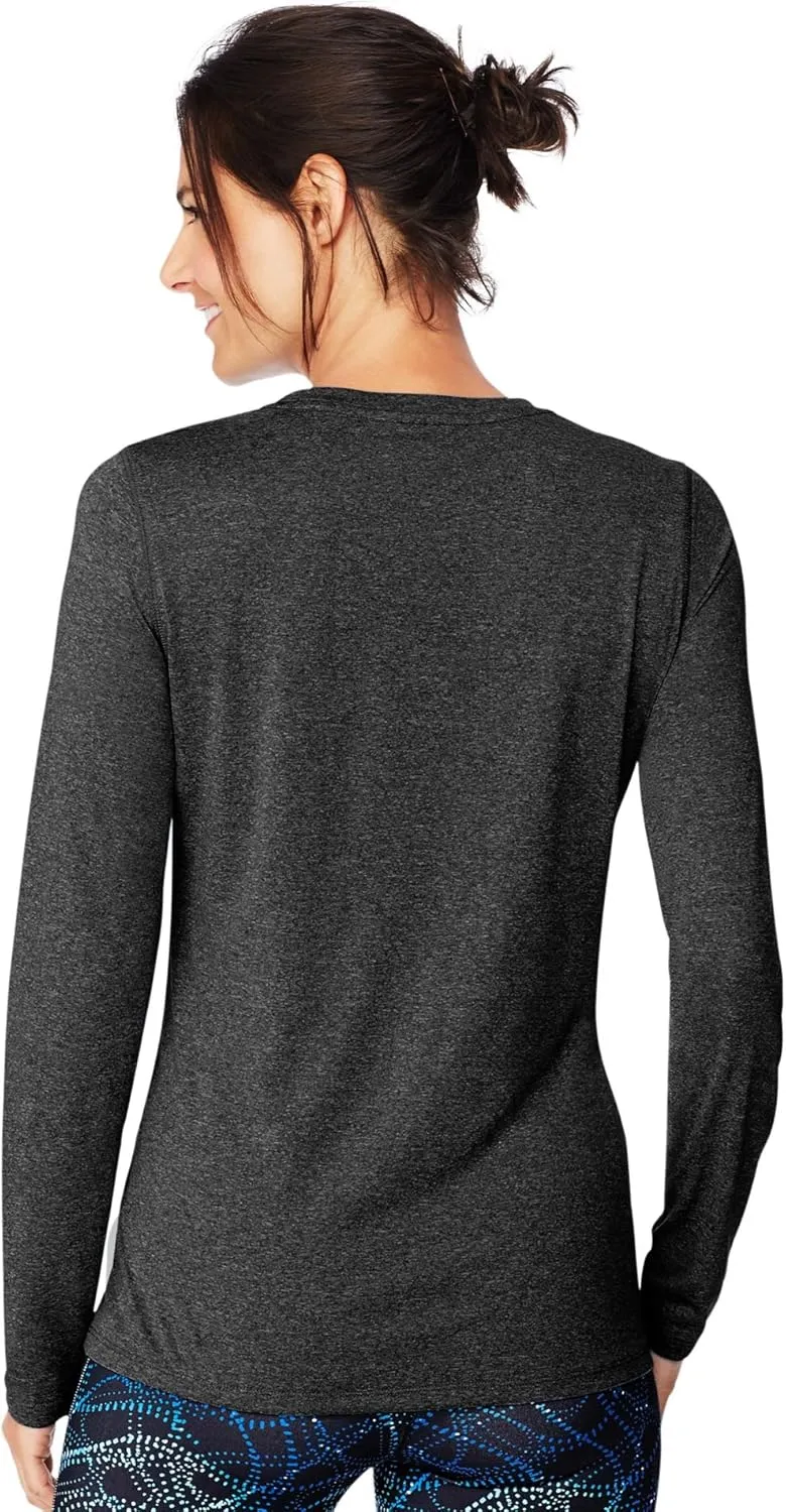 Hanes Sport Women's Cool DRI Performance Long-Sleeve V-Neck T-Shirt