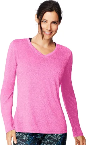 Hanes Sport Women's Cool DRI Performance Long-Sleeve V-Neck T-Shirt