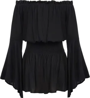Hanna Nikole Womens Plus Size Renaissance Blouse Off Shoulder Trumpet Sleeve Peasant Tops