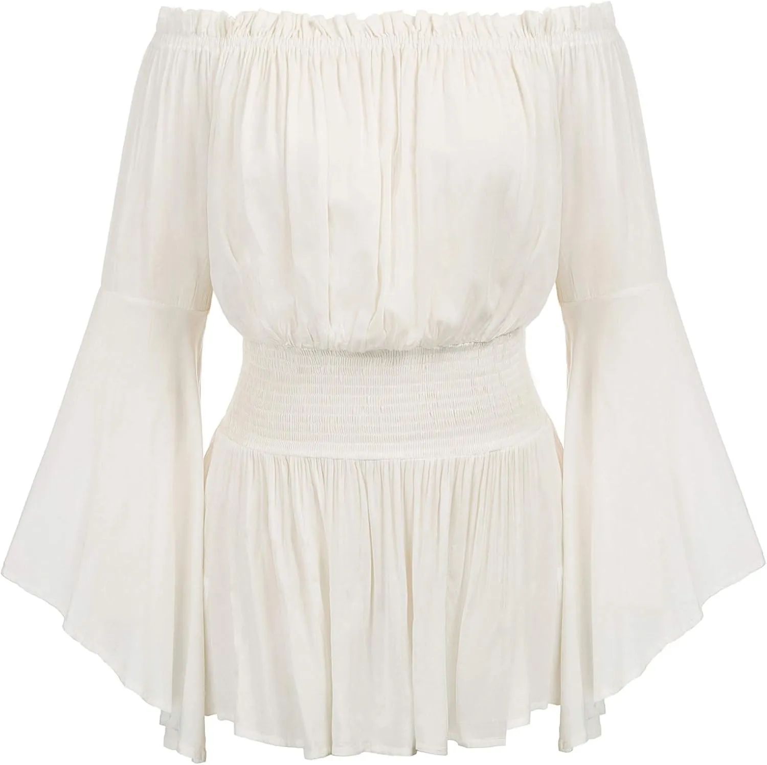 Hanna Nikole Womens Plus Size Renaissance Blouse Off Shoulder Trumpet Sleeve Peasant Tops