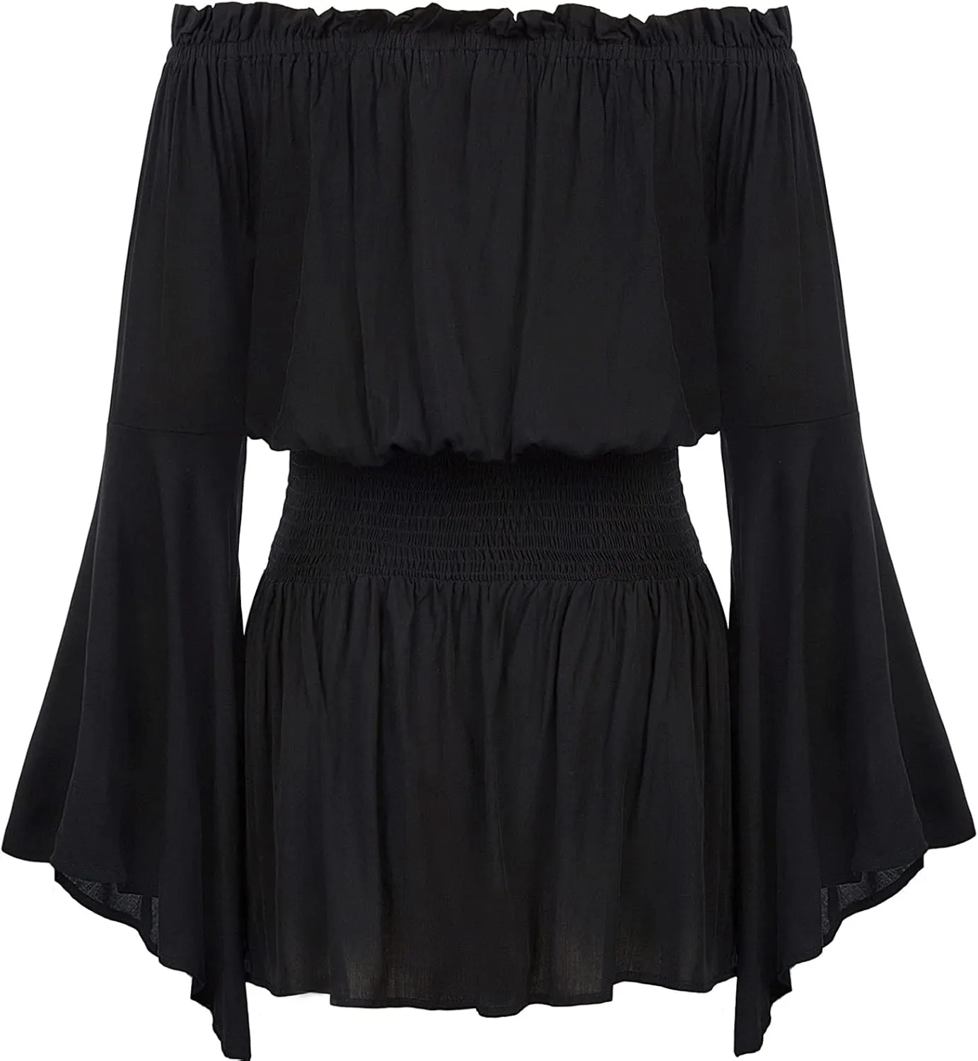 Hanna Nikole Womens Plus Size Renaissance Blouse Off Shoulder Trumpet Sleeve Peasant Tops