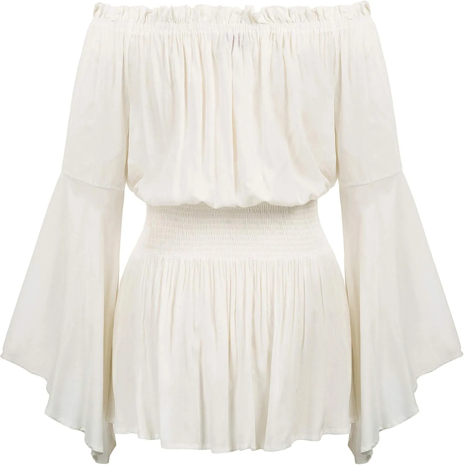 Hanna Nikole Womens Plus Size Renaissance Blouse Off Shoulder Trumpet Sleeve Peasant Tops