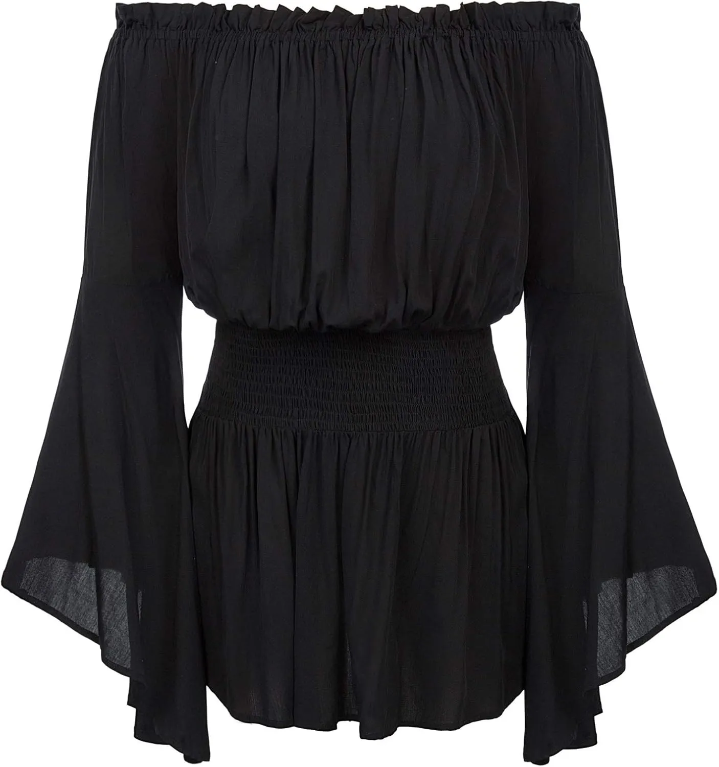 Hanna Nikole Womens Plus Size Renaissance Blouse Off Shoulder Trumpet Sleeve Peasant Tops