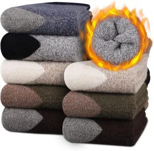 Heatuff Mens Thick Wool Socks Thermal Warm Winter Crew Socks 5 Pairs Multicolors