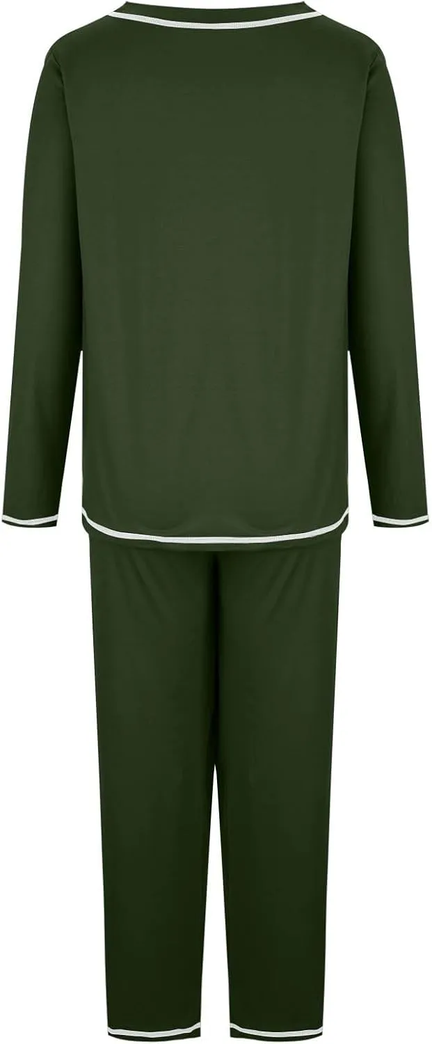 HGps8w Women's Ultra-Soft Pajamas Sets Pullover Casual Long Sleeve Sleepwear Matching Comfy Long Pants Loose Lounge Set