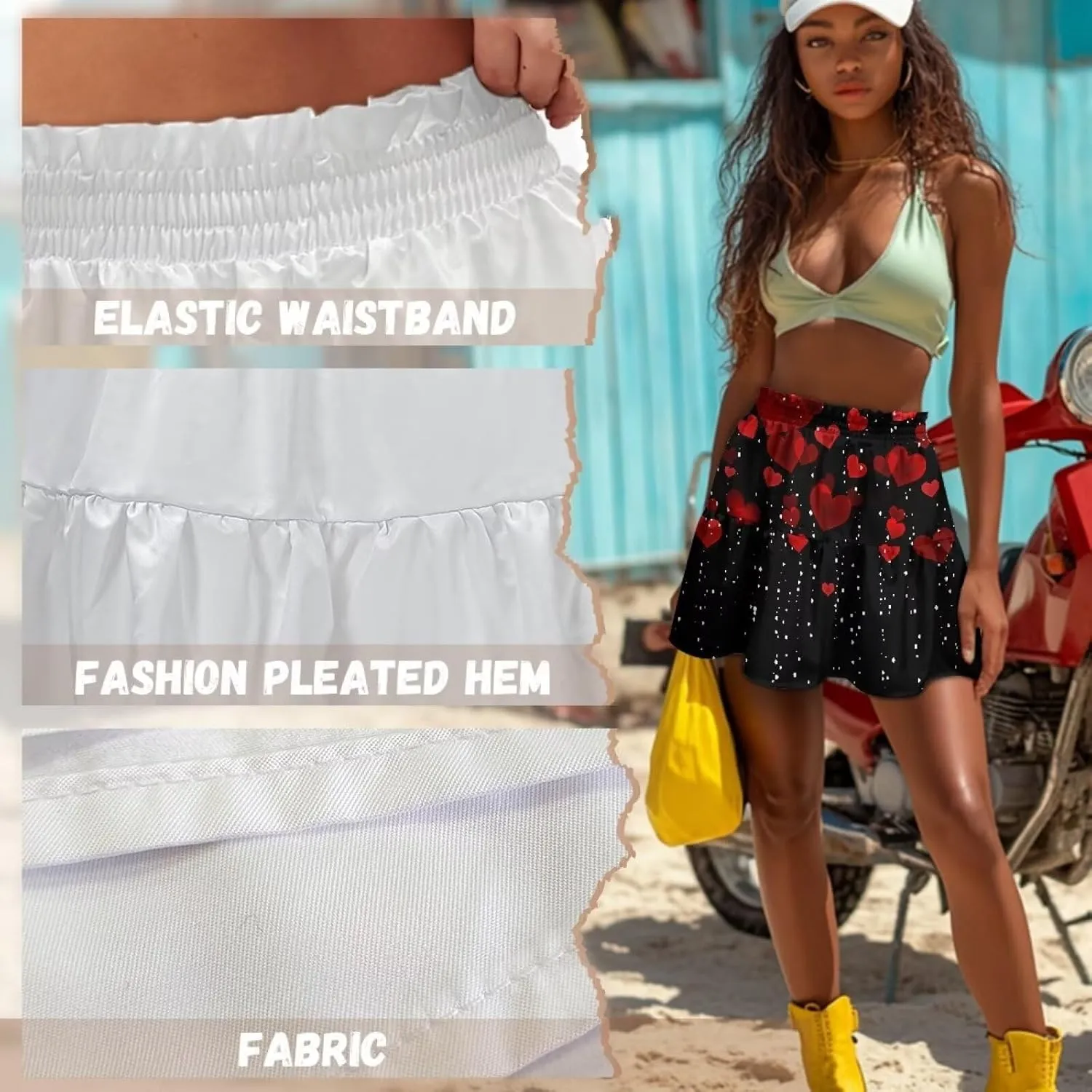 High Waisted Skirts for Women Pleated Tennis Skirts for Women Valentine