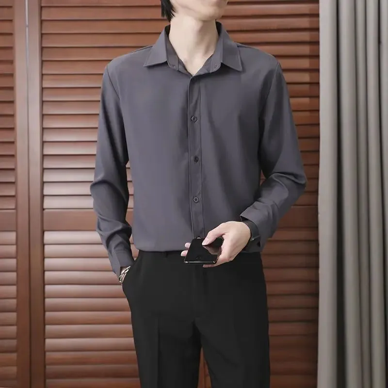 Hnzxzm Capable Temperament Handsome Turn-down Collar Men's Clothing Button Man Shirts Loose Office Lady Fashion Casual Spring Summer