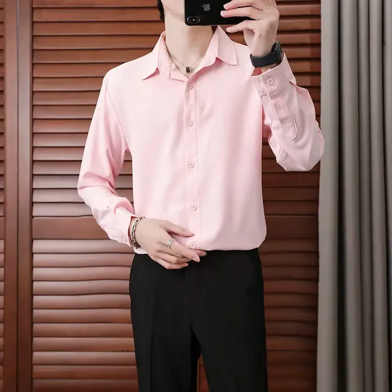 Hnzxzm Capable Temperament Handsome Turn-down Collar Men's Clothing Button Man Shirts Loose Office Lady Fashion Casual Spring Summer