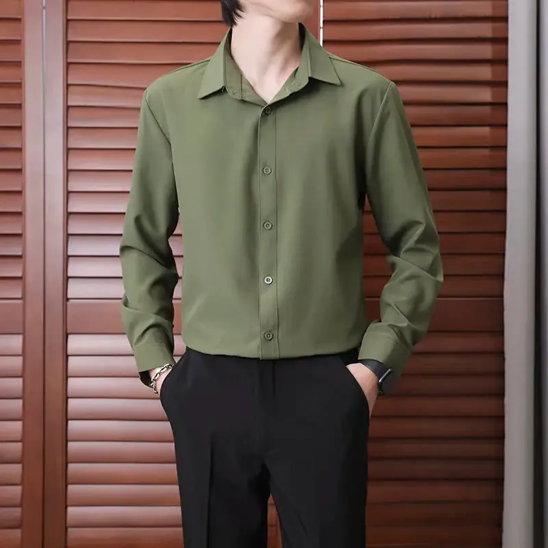 Hnzxzm Capable Temperament Handsome Turn-down Collar Men's Clothing Button Man Shirts Loose Office Lady Fashion Casual Spring Summer