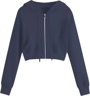 Hoodies for Women Solid Cropped Zip Up Hoodie Trendy Teen Girls Crop Top Jackets Casual Cute Cropped Hooded Jacket