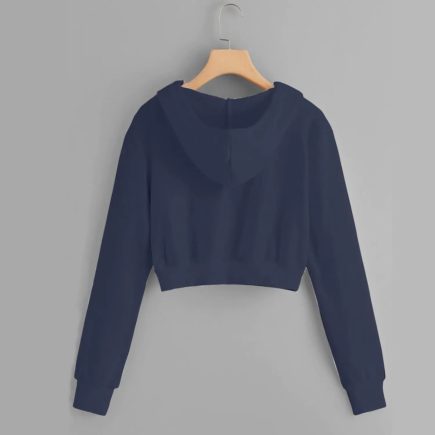 Hoodies for Women Solid Cropped Zip Up Hoodie Trendy Teen Girls Crop Top Jackets Casual Cute Cropped Hooded Jacket