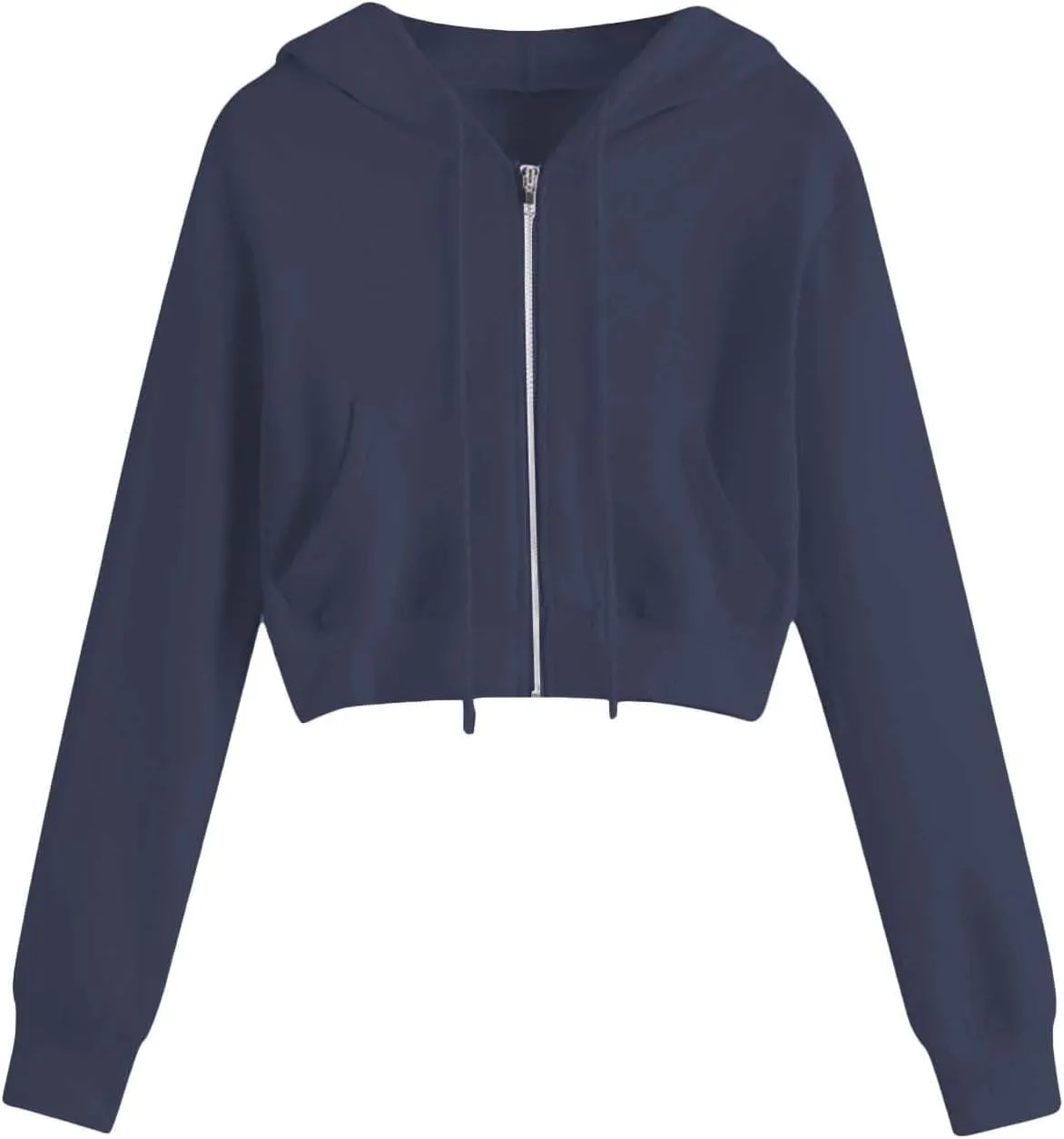 Hoodies for Women Solid Cropped Zip Up Hoodie Trendy Teen Girls Crop Top Jackets Casual Cute Cropped Hooded Jacket