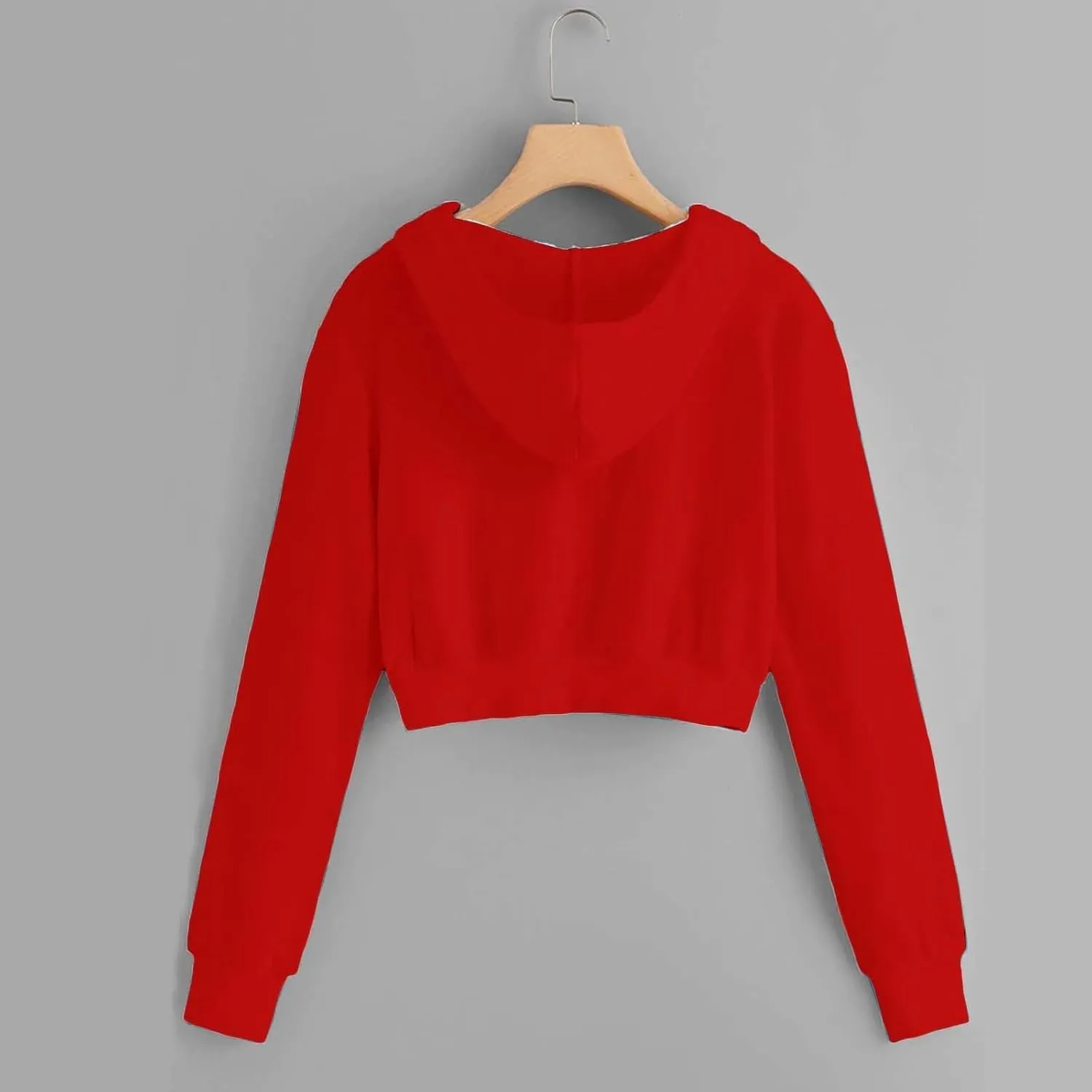 Hoodies for Women Solid Cropped Zip Up Hoodie Trendy Teen Girls Crop Top Jackets Casual Cute Cropped Hooded Jacket