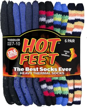 HOT FEET Toddler Warm Socks  Thermal Crew Winter Socks for Toddlers, Thick Insulated Snow Gear for Kids 5/6 Pack