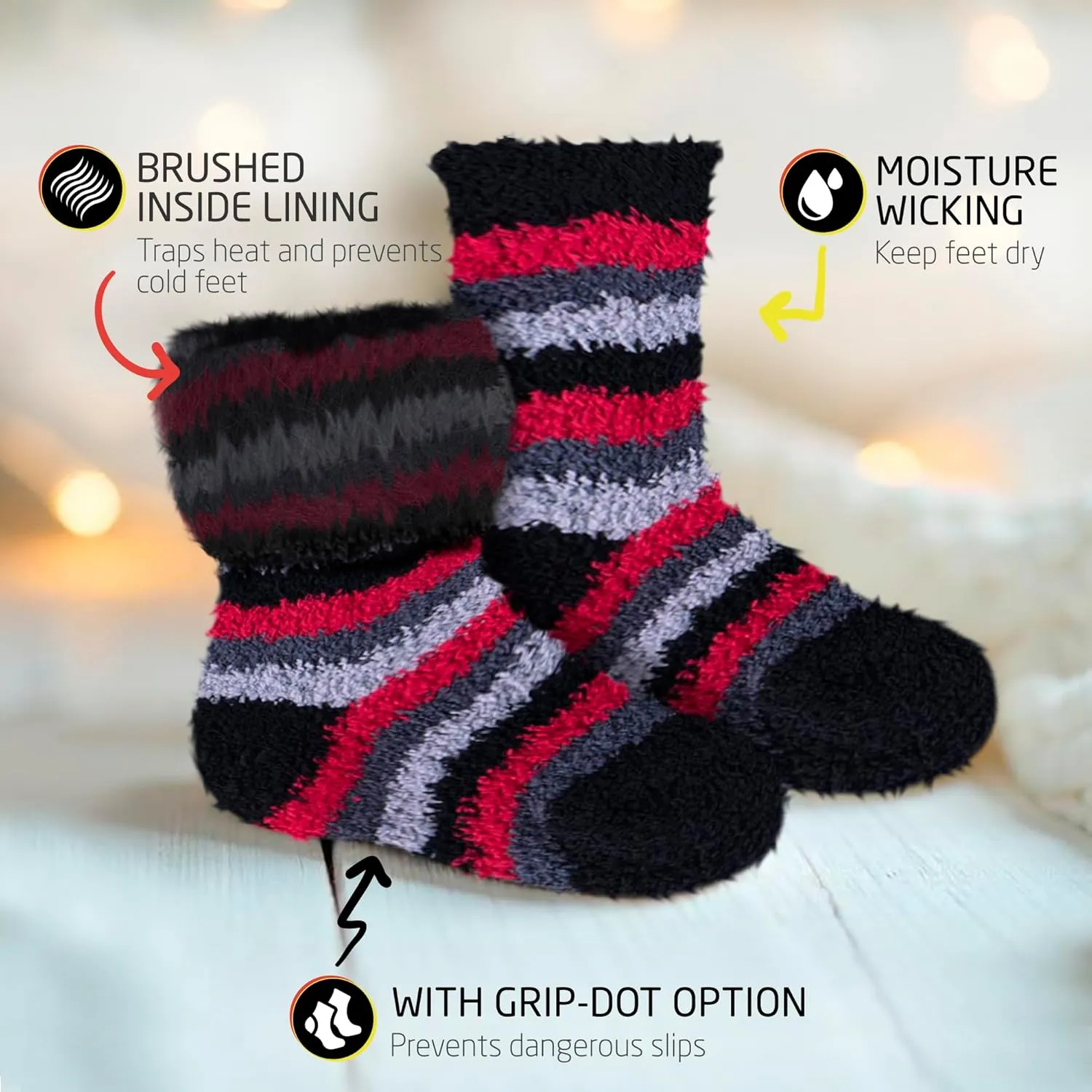 HOT FEET Toddler Warm Socks  Thermal Crew Winter Socks for Toddlers, Thick Insulated Snow Gear for Kids 5/6 Pack