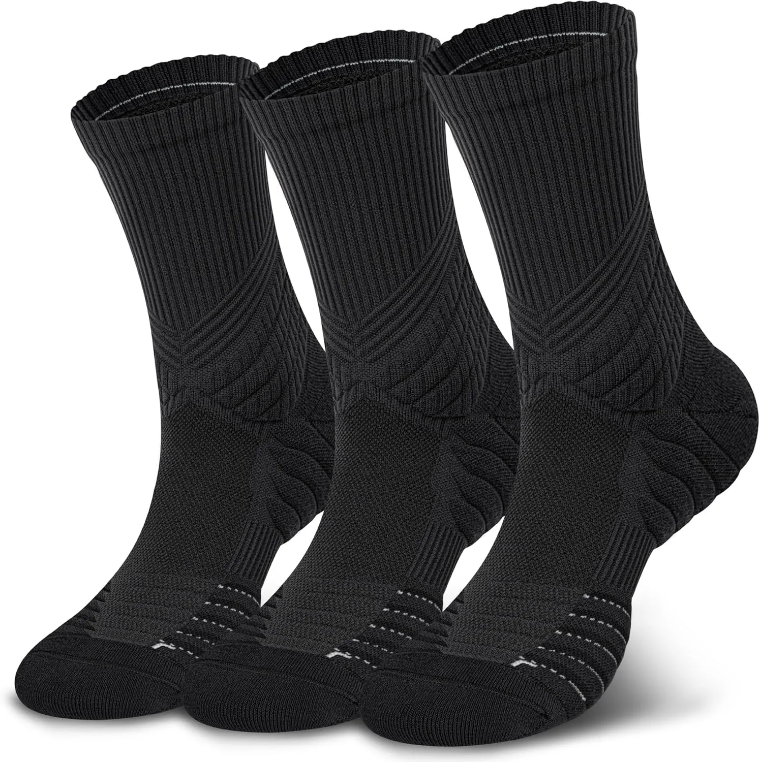 Hylaea Compression Running Socks for Men, Coolmax Anti-Blister Cushion Crew Socks for Athletic Basketball Tennis