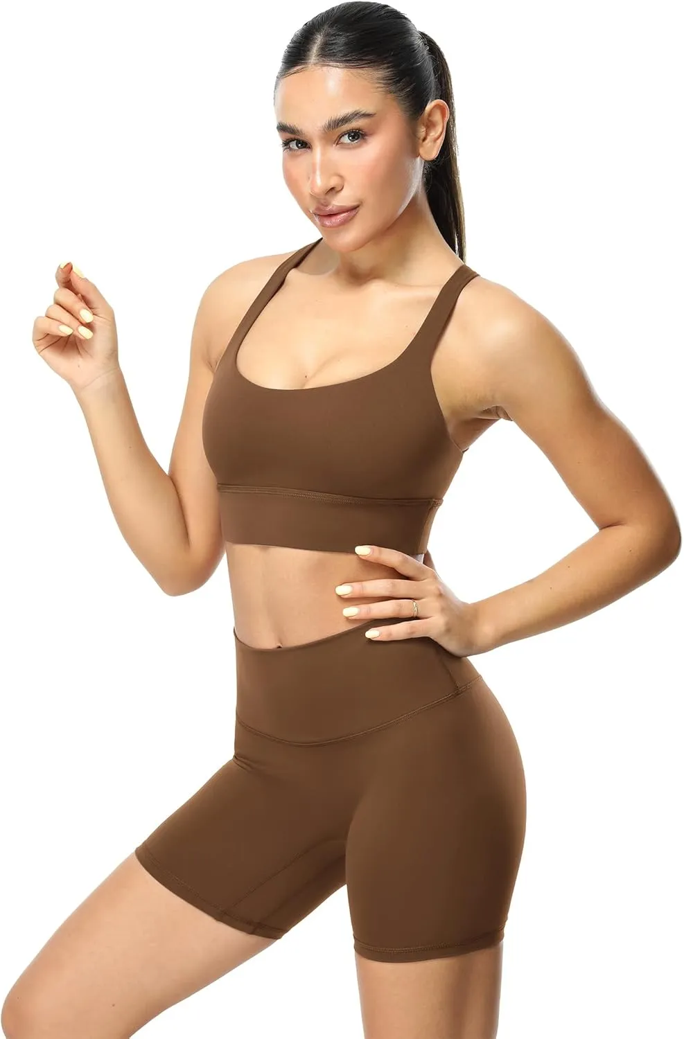 icyzone Sports Bras for Women - Activewear Strappy Padded Workout Yoga Tops Bra