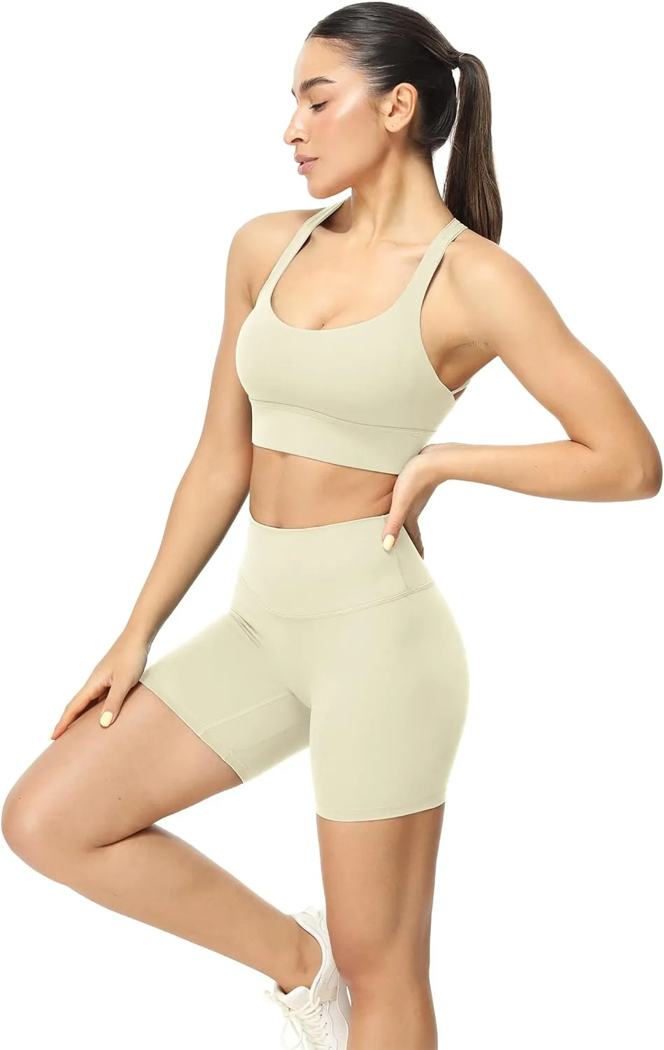 icyzone Sports Bras for Women - Activewear Strappy Padded Workout Yoga Tops Bra