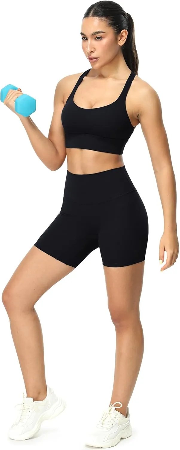 icyzone Sports Bras for Women - Activewear Strappy Padded Workout Yoga Tops Bra
