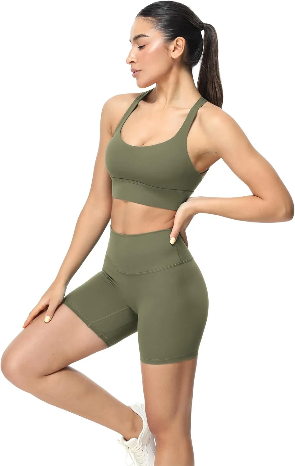 icyzone Sports Bras for Women - Activewear Strappy Padded Workout Yoga Tops Bra