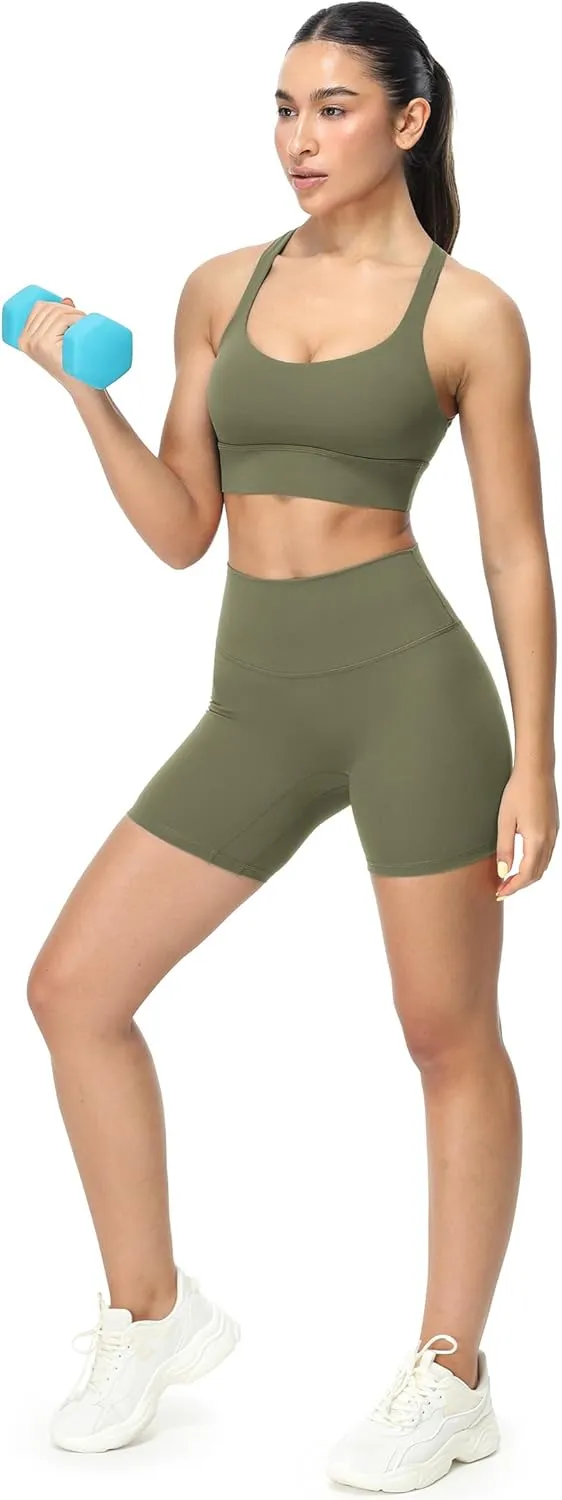 icyzone Sports Bras for Women - Activewear Strappy Padded Workout Yoga Tops Bra
