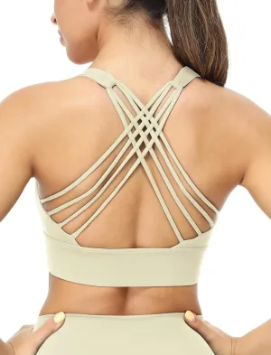 icyzone Sports Bras for Women - Activewear Strappy Padded Workout Yoga Tops Bra
