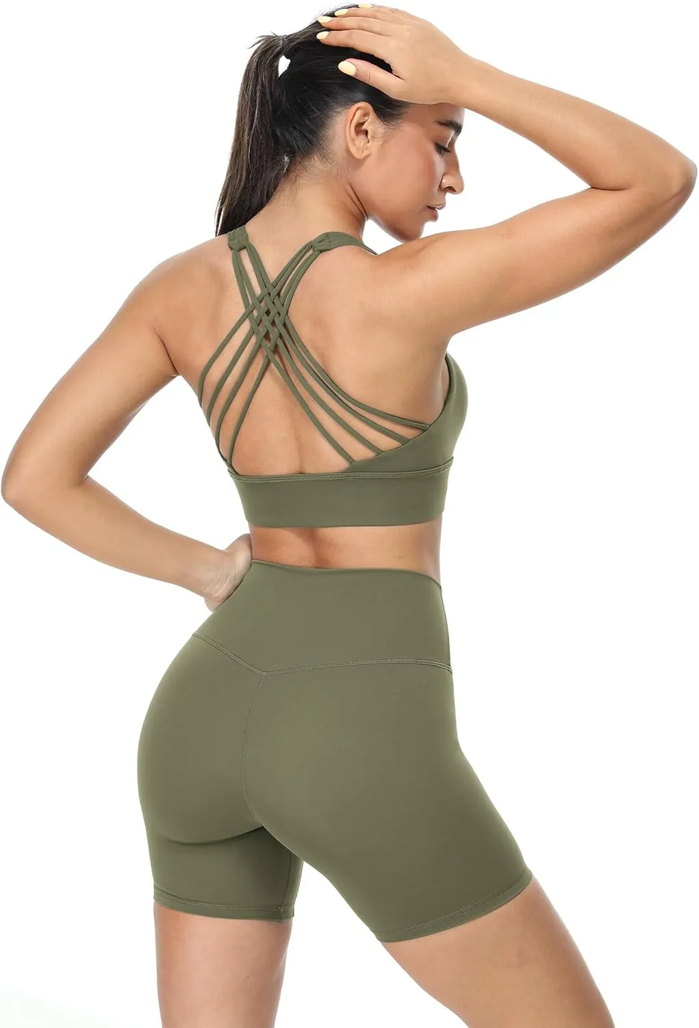 icyzone Sports Bras for Women - Activewear Strappy Padded Workout Yoga Tops Bra