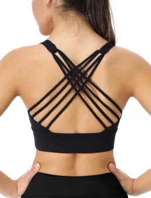 icyzone Sports Bras for Women - Activewear Strappy Padded Workout Yoga Tops Bra