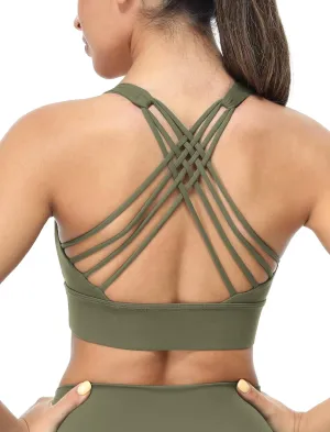 icyzone Sports Bras for Women - Activewear Strappy Padded Workout Yoga Tops Bra