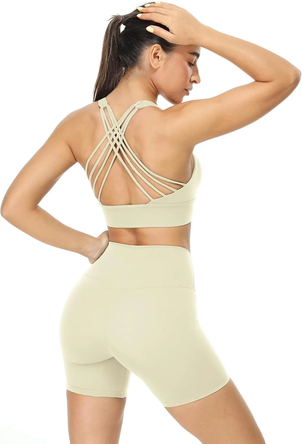icyzone Sports Bras for Women - Activewear Strappy Padded Workout Yoga Tops Bra