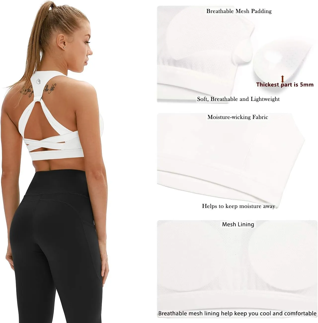 icyzone Workout Sports Bras for Women - Fitness Athletic Exercise Running Bra, Activewear Yoga Tops
