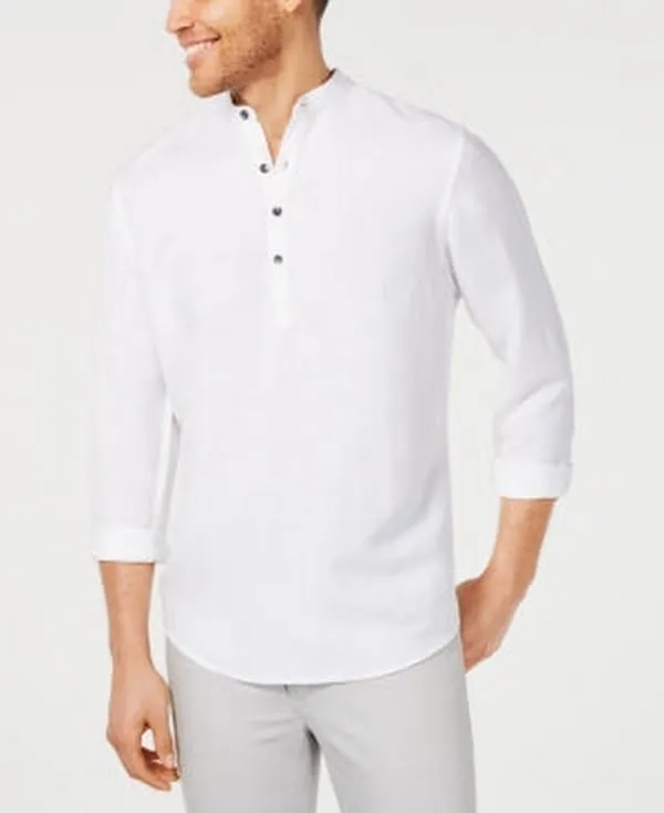 I.n.c. Mens Four-Button Linen Shirt