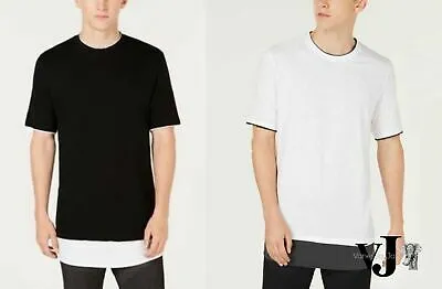 I.N.C. Mens Textured Colorblocked Layered-Look T-Shirt