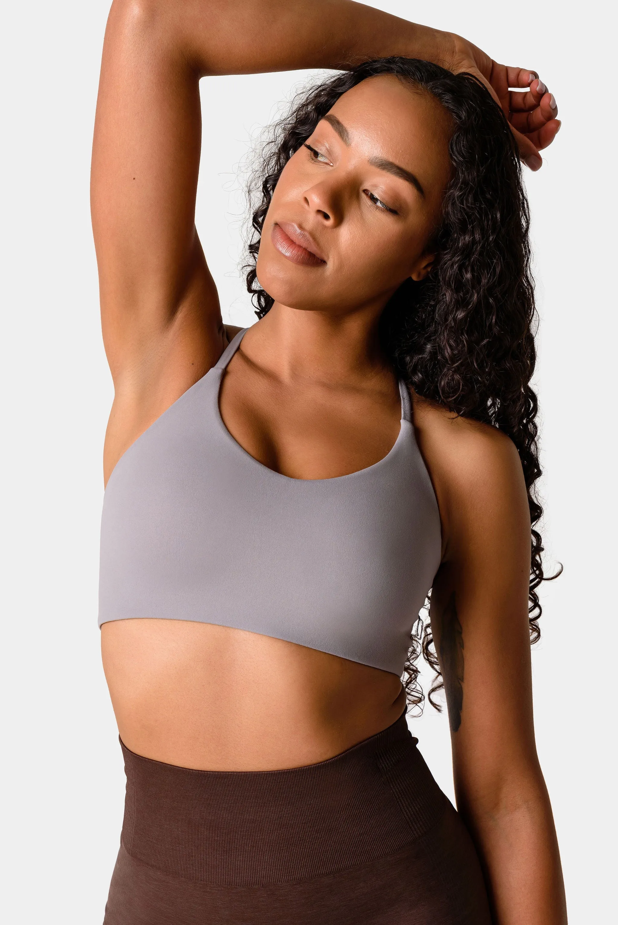 Iris Strappy Back Crop Sports Bra - Skyrocket Grey