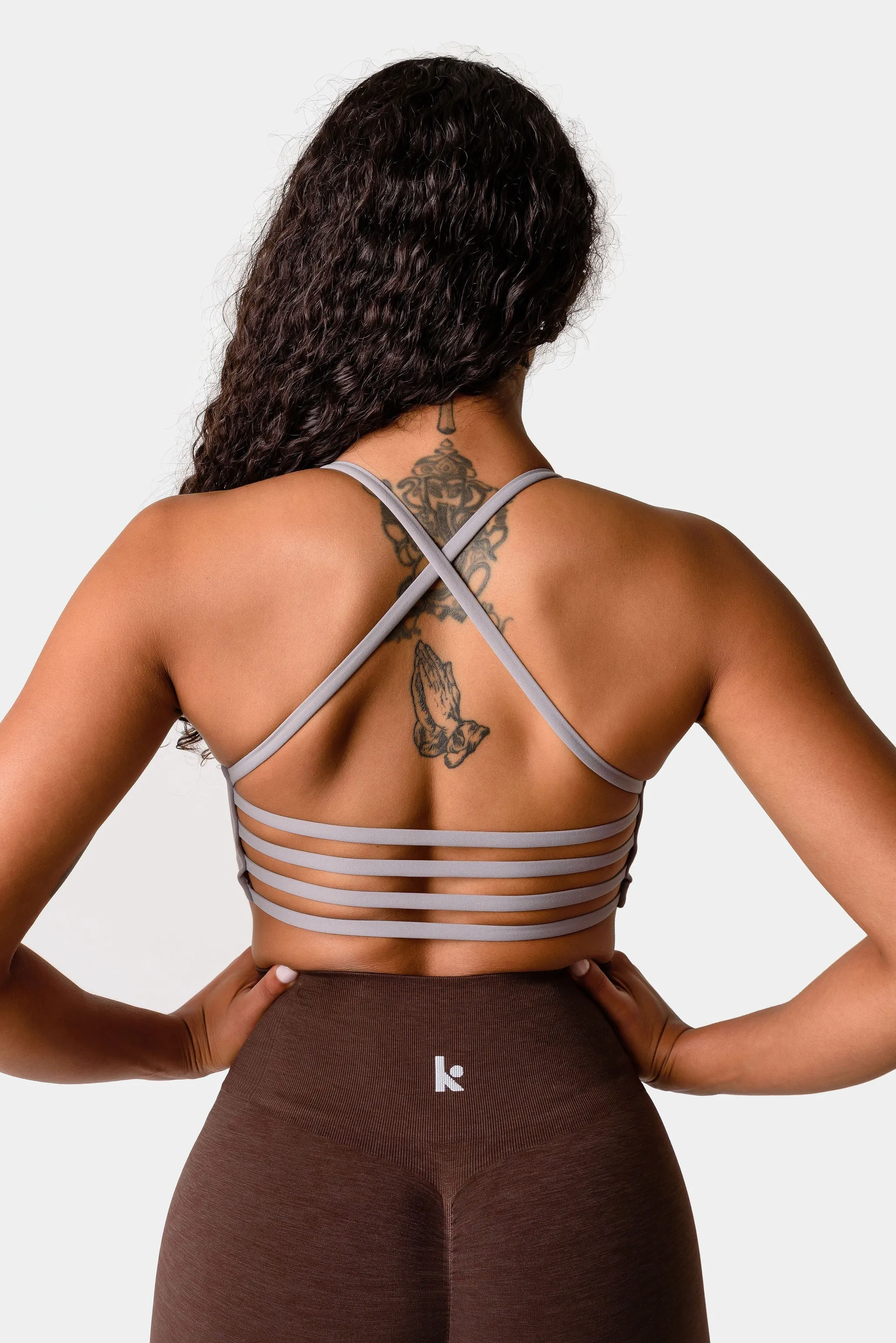Iris Strappy Back Crop Sports Bra - Skyrocket Grey