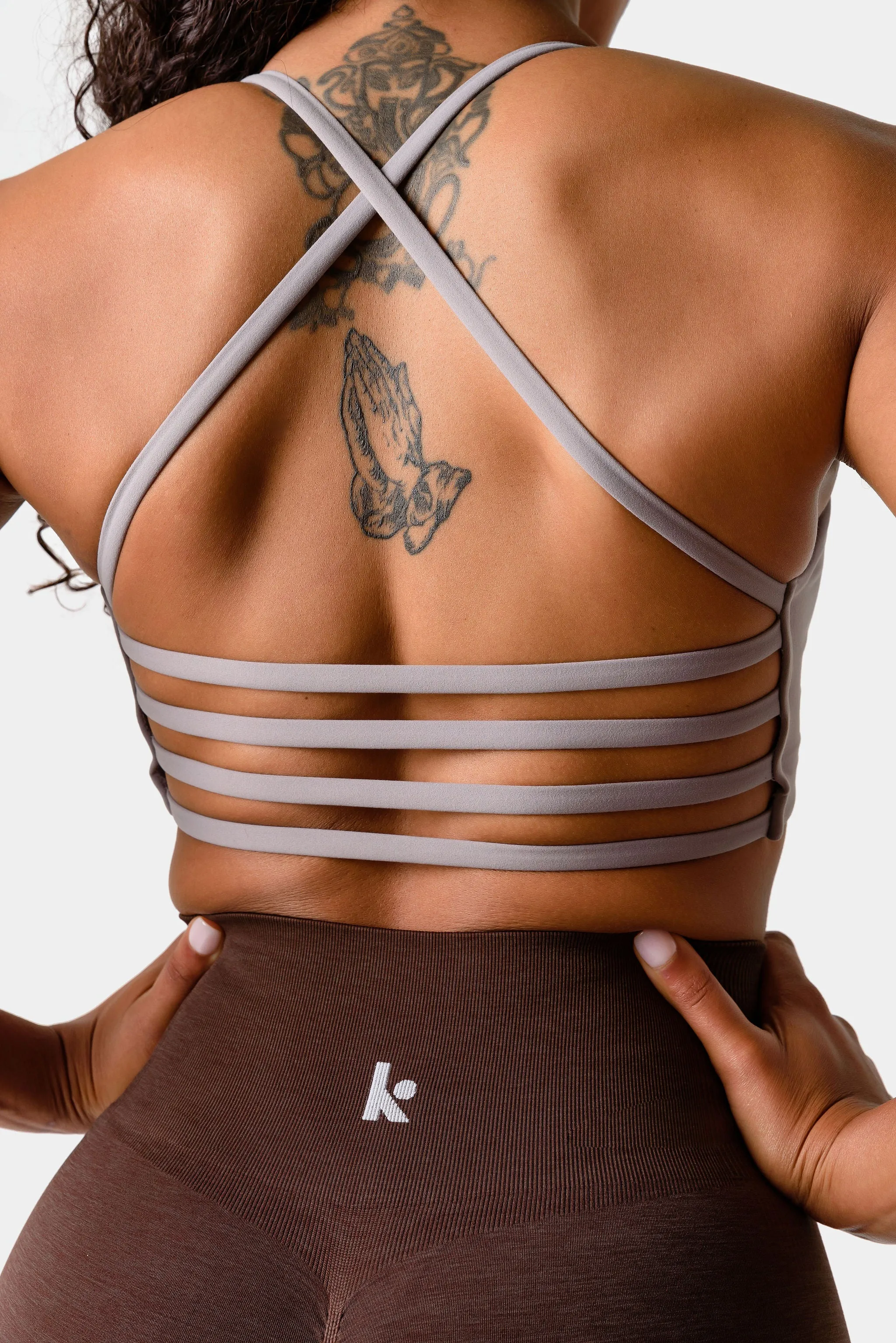 Iris Strappy Back Crop Sports Bra - Skyrocket Grey