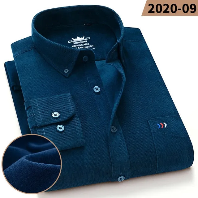 James - Dark Academia 100% Cotton Corduroy Regular Fit Shirt