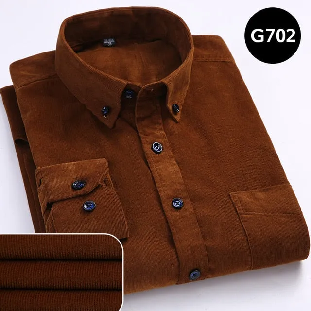 James - Dark Academia 100% Cotton Corduroy Regular Fit Shirt