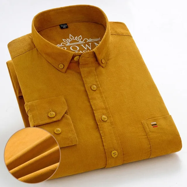 James - Dark Academia 100% Cotton Corduroy Regular Fit Shirt
