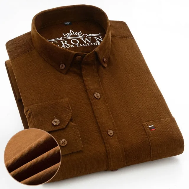 James - Dark Academia 100% Cotton Corduroy Regular Fit Shirt