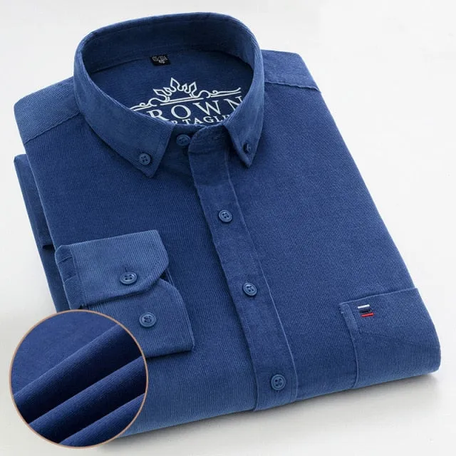 James - Dark Academia 100% Cotton Corduroy Regular Fit Shirt
