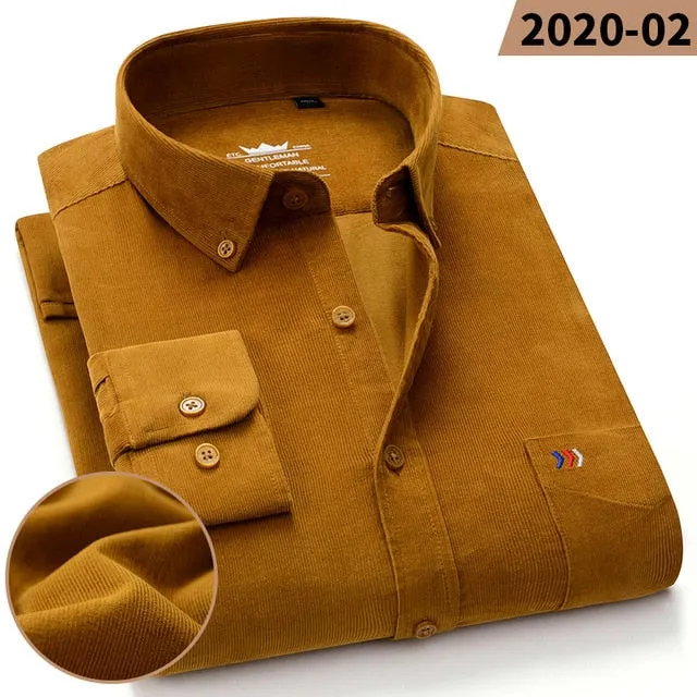 James - Dark Academia 100% Cotton Corduroy Regular Fit Shirt