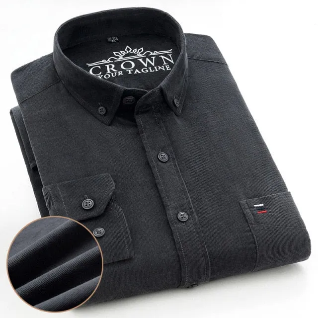 James - Dark Academia 100% Cotton Corduroy Regular Fit Shirt