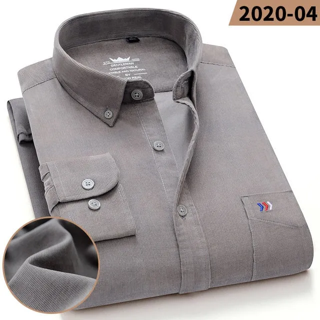 James - Dark Academia 100% Cotton Corduroy Regular Fit Shirt