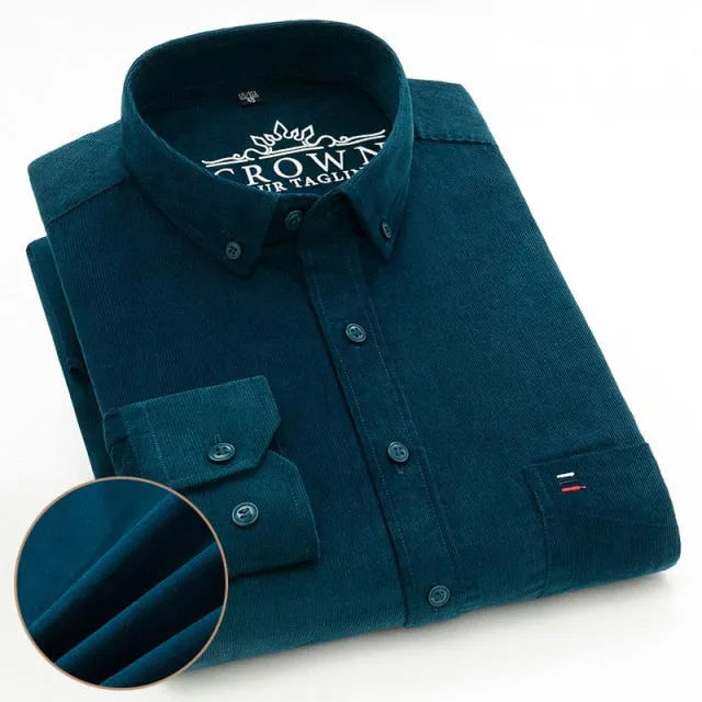 James - Dark Academia 100% Cotton Corduroy Regular Fit Shirt