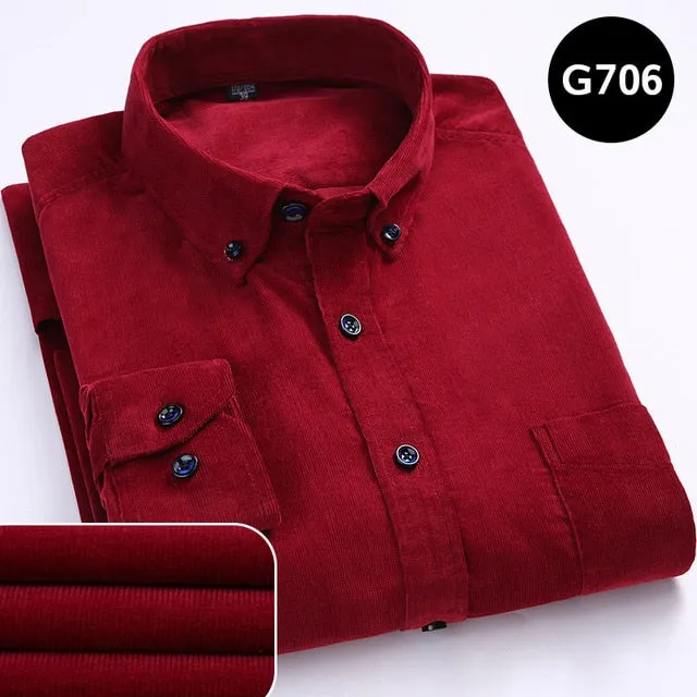 James - Dark Academia 100% Cotton Corduroy Regular Fit Shirt