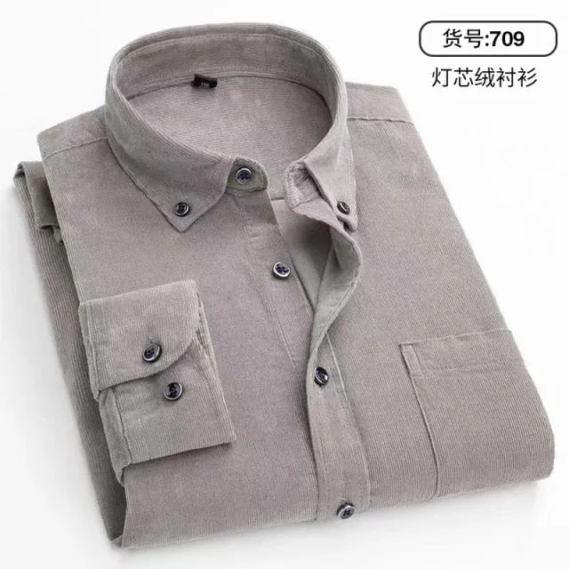 James - Dark Academia 100% Cotton Corduroy Regular Fit Shirt